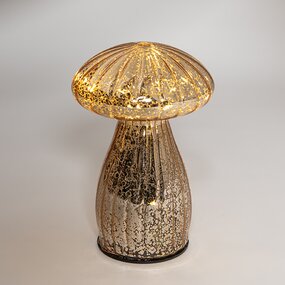 Paddenstoel glas LED 15X9.5 cm Goud - afbeelding 3
