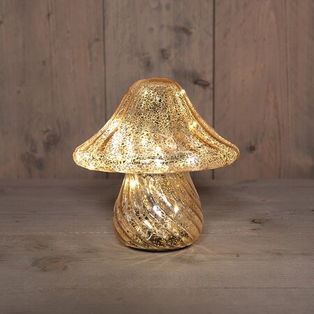Paddenstoel glas LED 15X9.5 cm Mercury Goud - afbeelding 2