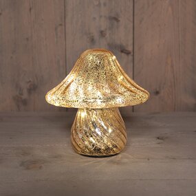 Paddenstoel glas LED 15X9.5 cm Mercury Goud - afbeelding 2
