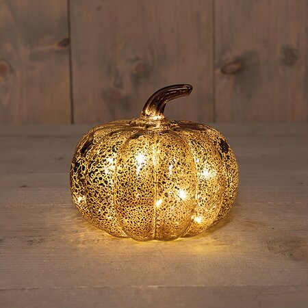 Pompoen glas LED 13x14 cm Brons - afbeelding 2