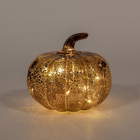 Pompoen glas LED 13x14 cm Brons - afbeelding 3