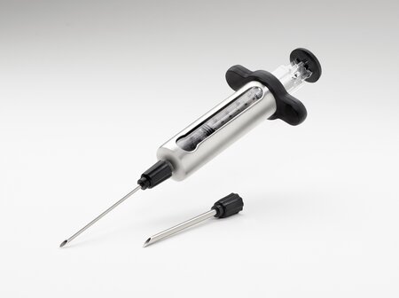 Rvs injectiespuit + 2 naalden - afbeelding 1