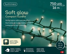 Soft glow compact lights L16m 8 functie twinkel effect warm wit LED - afbeelding 5