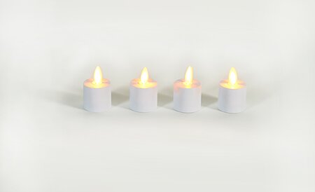 Theelicht Wit Uitbreidingsset Bewegende Vlam 4st. ø5x6cm - afbeelding 1