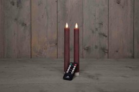 Wax dinerkaars met bewegende vlam H23cm antiek roze 2st LED