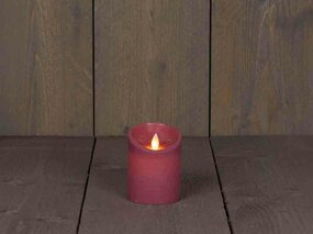 Wax stompkaars met bewegende vlam H10cm antiek roze LED